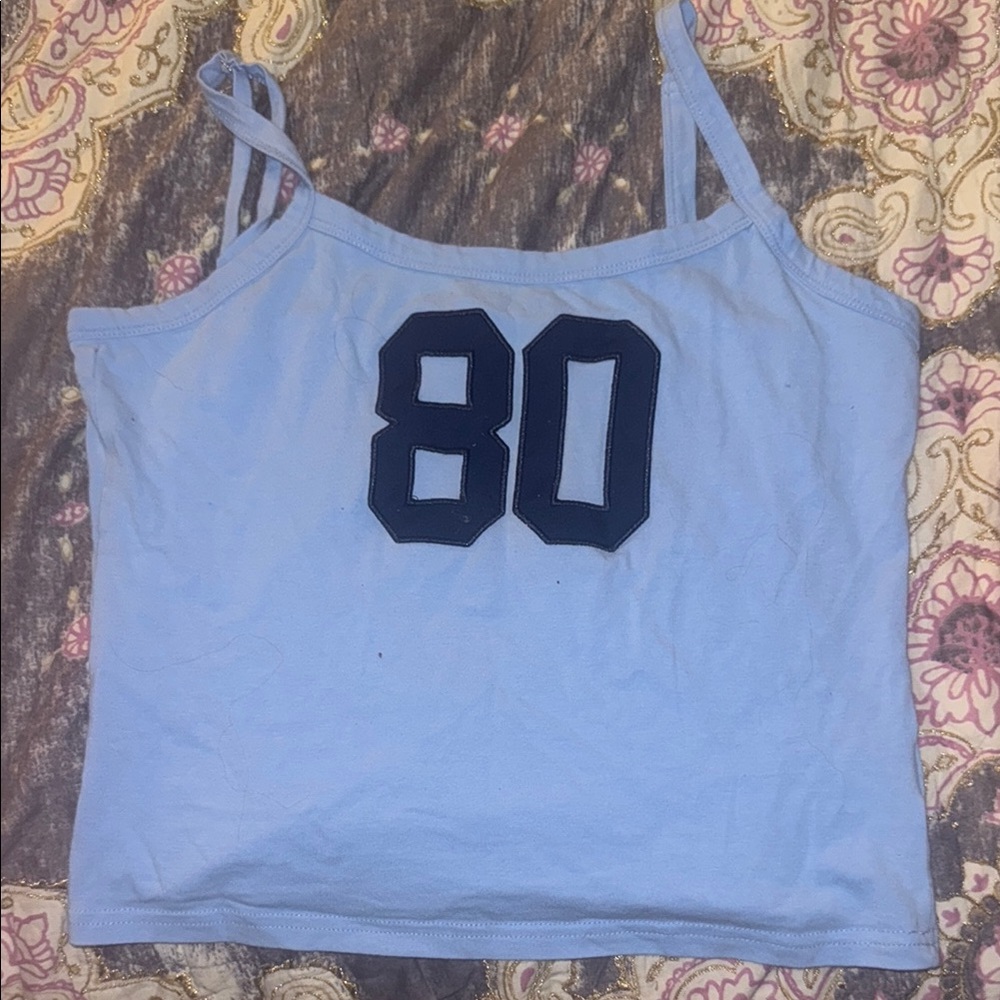 Edikted blue Spaghetti Strap Top with 80 Print